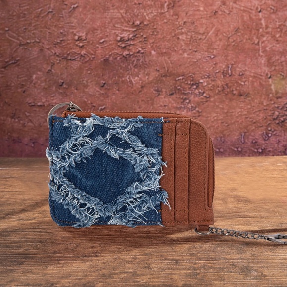 Wrangler Southwestern Art Print Mini Zip Card Case Jean - Picture 1 of 3